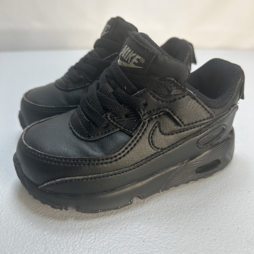 Nike Air Max 90 LTR Toddler Size 7C Triple Black Shoes Sneakers